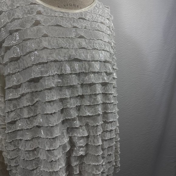 Vintage Layered ruffles iridescent shiny shimmering BoHo Bon Worth Blouse - Picture 2 of 5